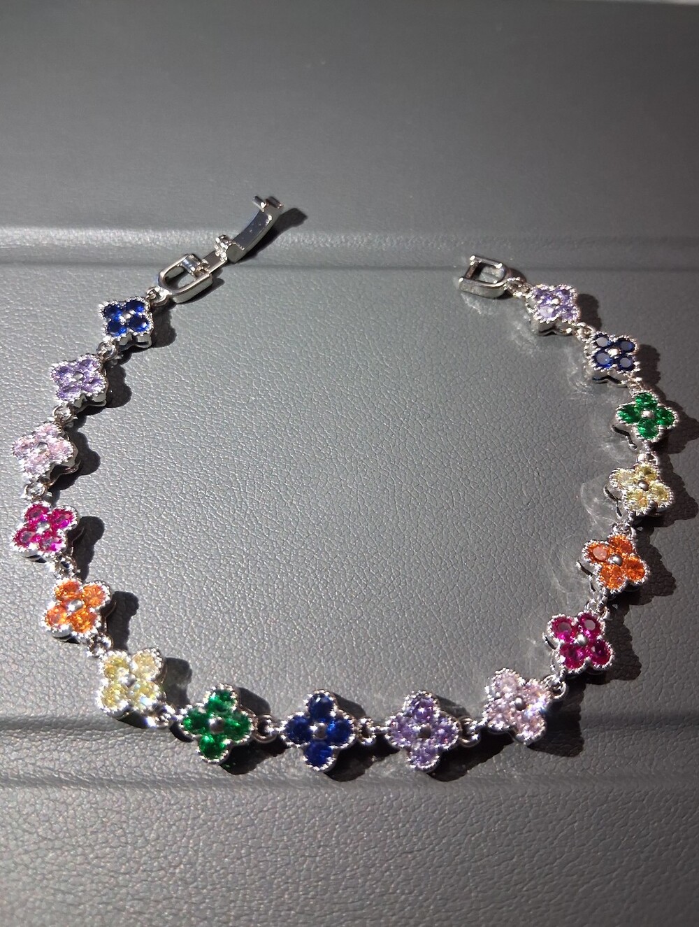 Multicolor Clover Flower CZ Bracelet - Women Jewelry